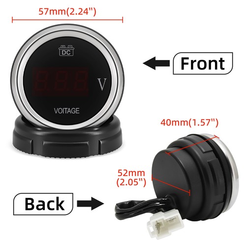 52MM Universal Voltmete Volt Gauge 9-35V with Flashing Warning for Car Boat ATV - Picture 4 of 14