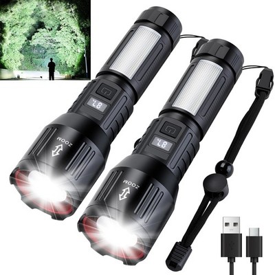 Rechargeable Flashlights 1,500,000L High Lumens 2 Packs, LED Super Bright Str...