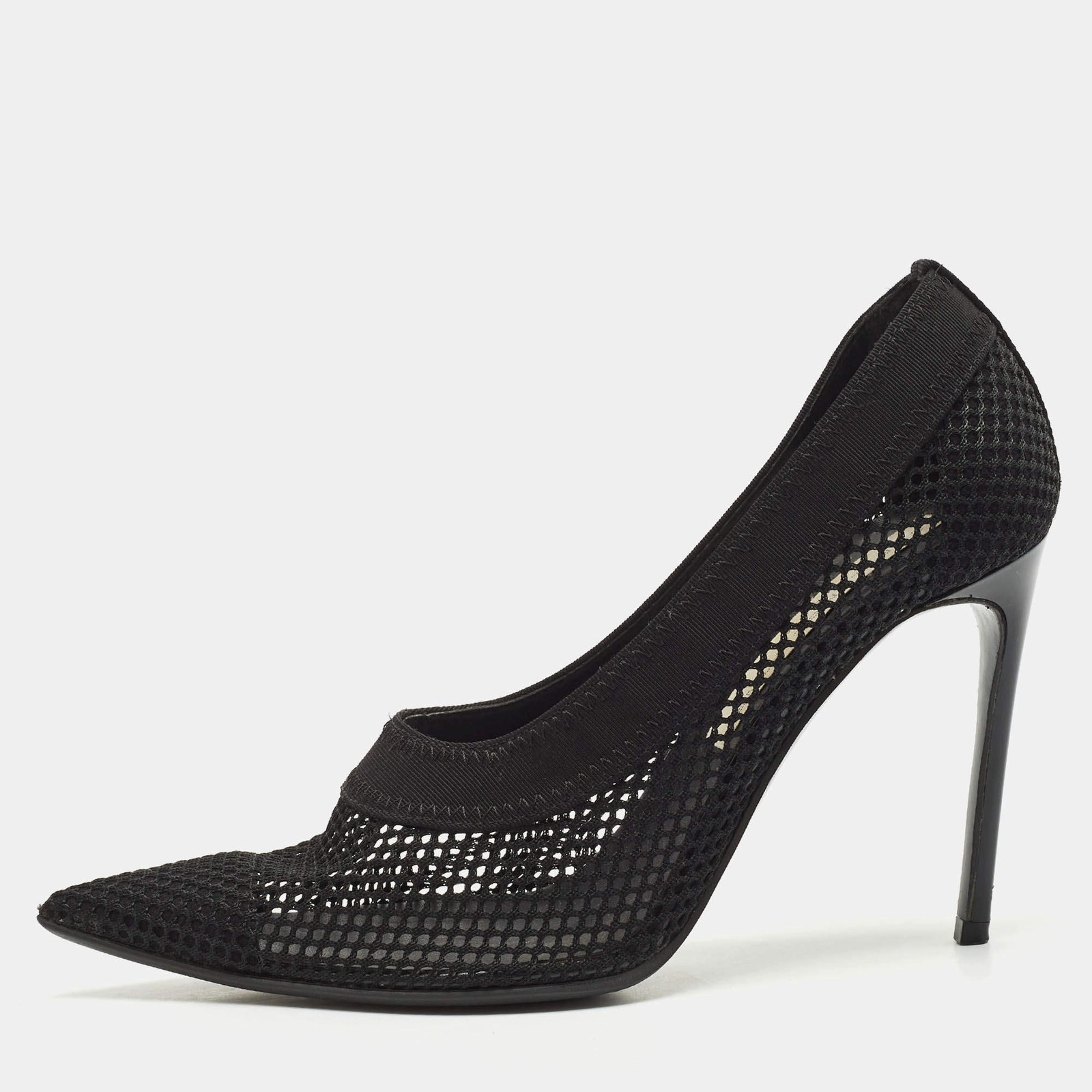 Stella McCartney Black Knit Mesh Pointed Toe Pumps Size 36