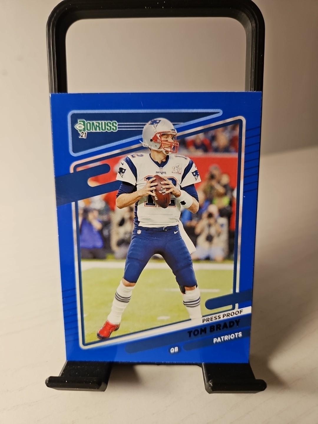 2021 Panini Donruss Tom Brady Blue Press Proof New England Patriots Color Match
