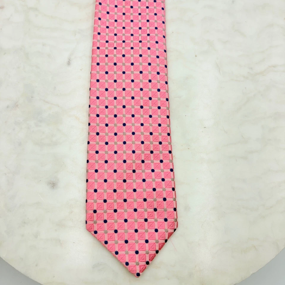 Corbata para hombre Robert Talbott jacquard rosa seda mejor de su clase EE. UU. 3,25" X 60" Foto 3 de 4