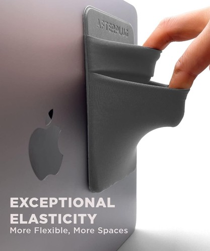 2-Pocket Adhesive Pouch for Laptop, Compatible with External SSD, Gray - Photo 5/7