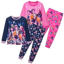 Kids KPOP Girls Long Sleeve Pajama Set Cartoon Sleepwear Fun Anime Clothes Gift