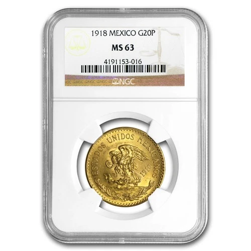 1918 Mexico Gold 20 Pesos MS-63 NGC