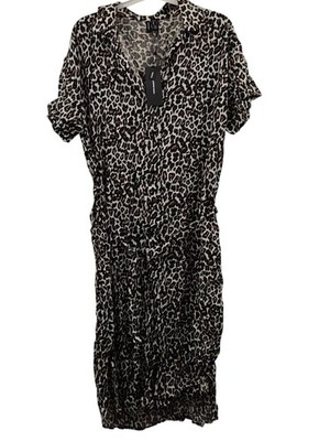 VERO MODA Damen Midi Blusenkleid Kurzarm Gürtel Größe L