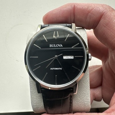 Bulova American Clipper Automatic Black Dial Date Day Indicator Watch 96C131