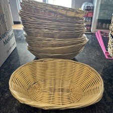11 BASKETS RATTAN 9" x 6.5" x 2 3/4" PLASTIC CODED FOR DURABILITY/RESTAURANTS