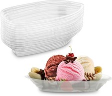 MT Products Clear Plastic Disposable Banana Split Boats 12 oz. - 12 Oz, 