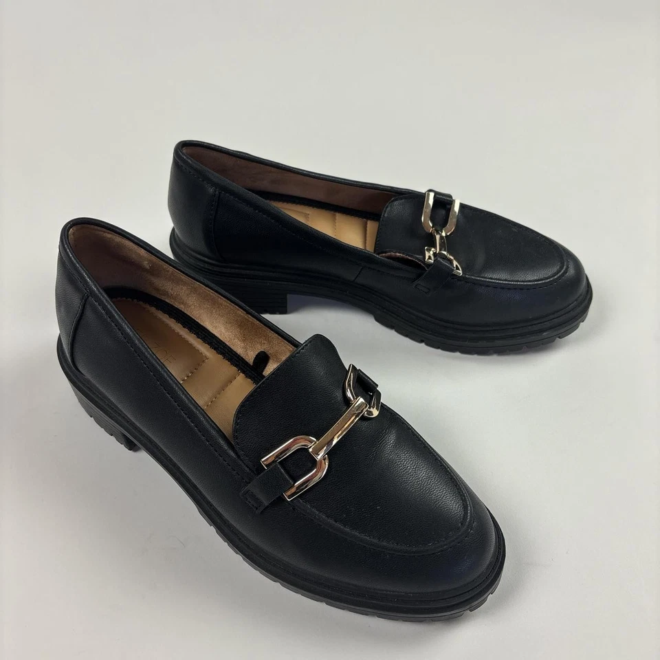 Mocasines Rachel Zoe para mujer 8M negros Mila Horse Bit sin cordones gruesos Foto 2 de 4