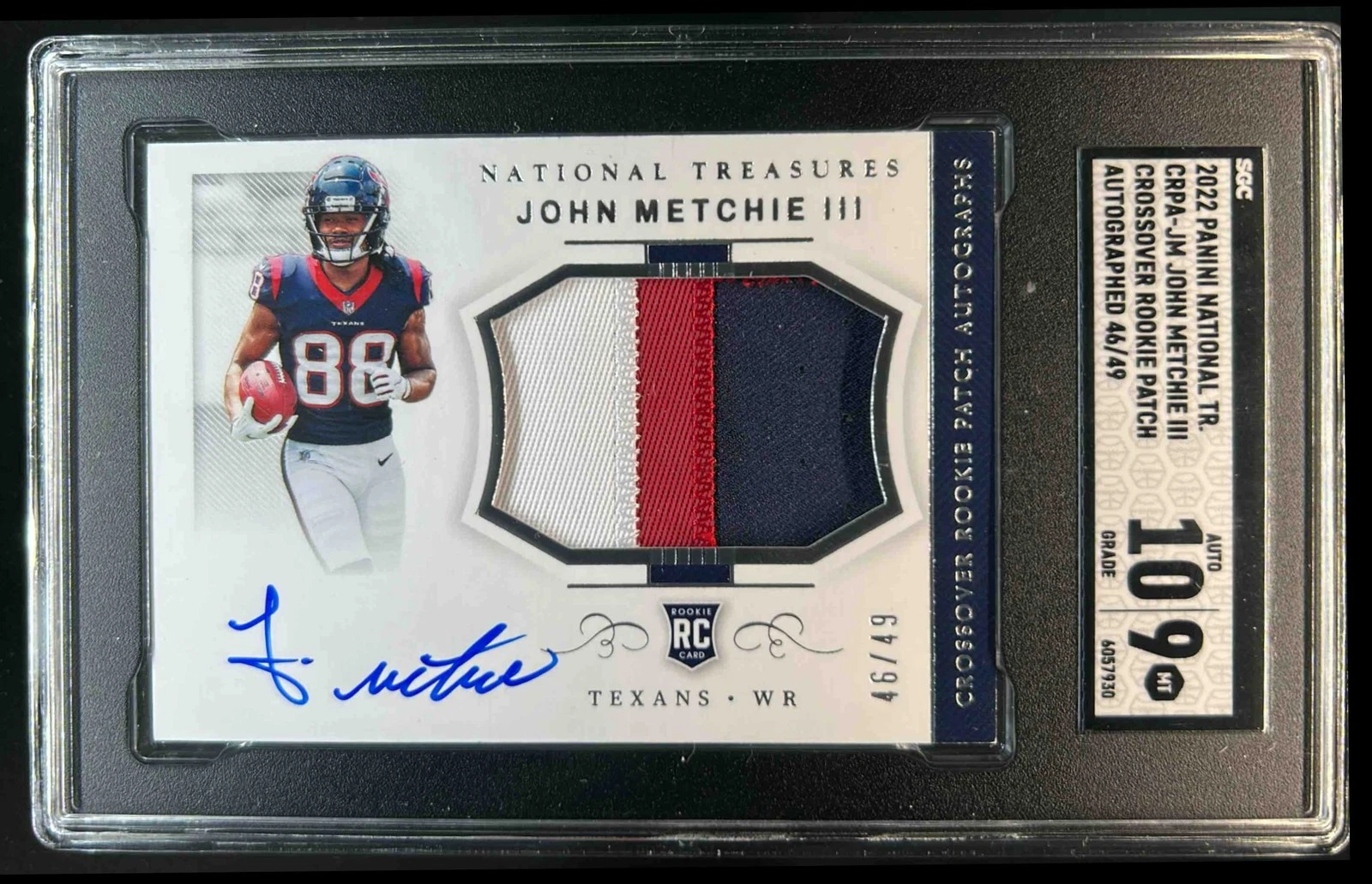John Metchie Panini National Treasures Crossover Rookie Patch Autograph #CRPAJM NFL Shield 1/1