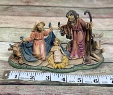 Italy 15 Nativity Scene One Piece Plastic Mary Joseph Baby Jesus Cow Donkey