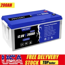 12.8V 200Ah Deep Cycle LiFePO4 Lithium Battery 200A BMS RV for Boat Camping Home