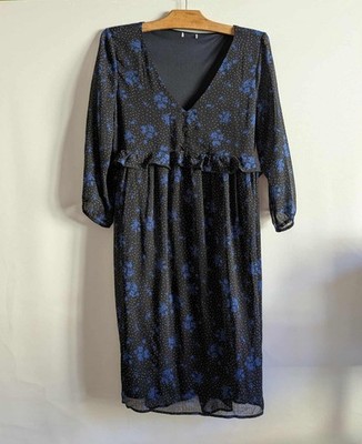 Kleid schwarz-blau Polyester gefüttert Gr.38 (2509018)