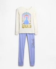 Gap X Wicked Girls Pajamas PJ Set Kids Organic Cotton Glinda Purple Pink Size 10