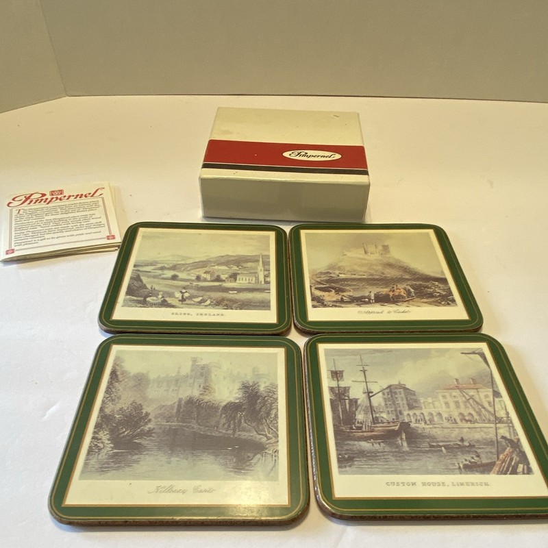 Pimpernel Ireland Scenic Cork Back Coasters Set of 4 Square Green Beige