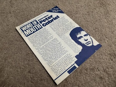 1986 Peter Gabriel Word Of Mouth Warner Bros Promo Newsletter Rare VTG