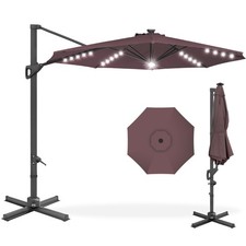 Best Choice Products 360-Degree Solar LED Cantilever Offset Umbrella Tilt - 10ft