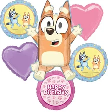 Bingo and Bluey Girl Birthday Party Supplies Foil Balloon Bouquet Decorations...
