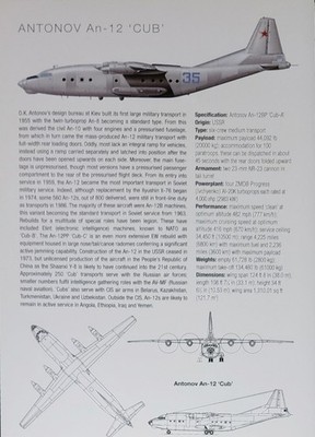 Antonov An-12 An 12 Cub Plane Picture Original Aircraft Article Vtg Info Sheet