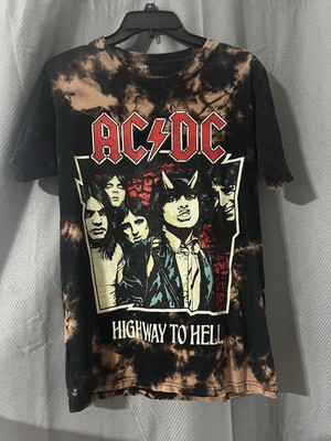 AC/DC Highway To Hell Tour T-Shirt Men's/Women s S Bleach Tie-Dye Rock Metal T2