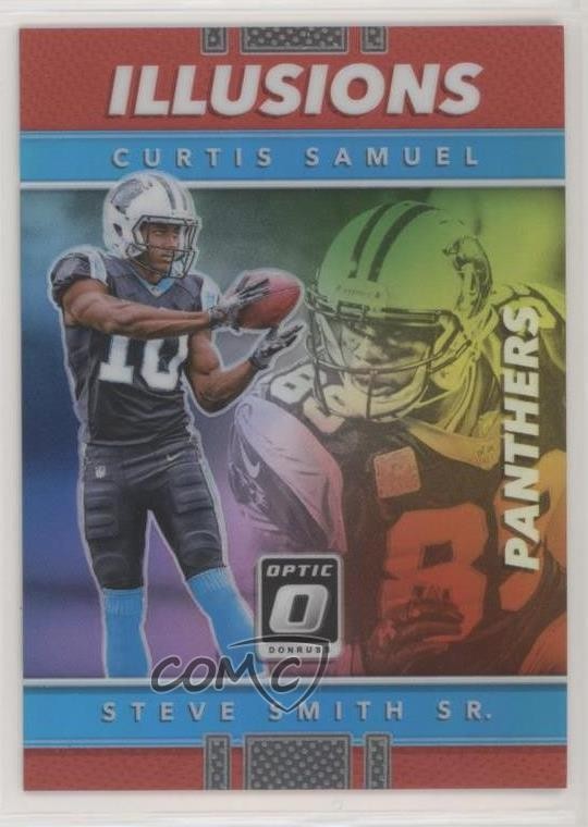2017 Donruss Optic Illusions Red Prizm 31/99 Curtis Samuel Steve Smith Sr 0c2