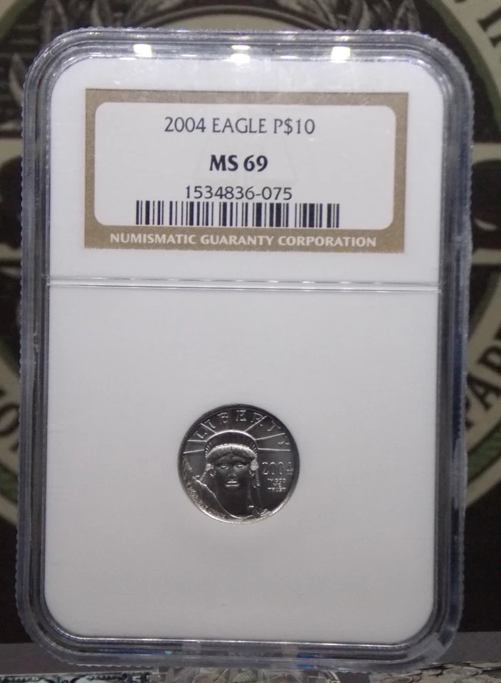 2004 $10 American *PLATINUM* Eagle 1/10th Statue of Liberty NGC MS69 #075 ECC&C - Image 3 of 4