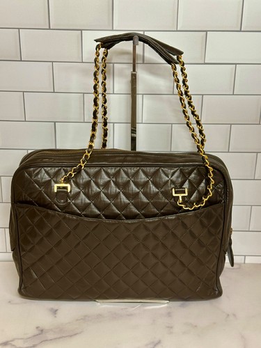 Authentic 1980’s CHANEL quilted MATELASSE Lambskin camera bag chocolate brown