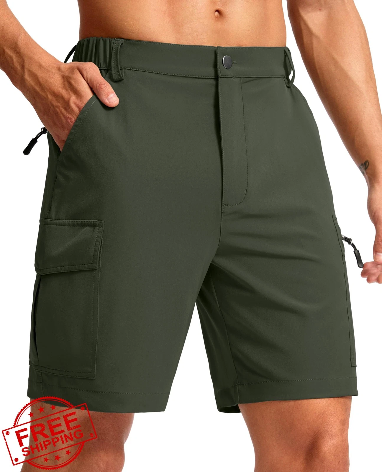 Pudolla Men's 7" Hiking Cargo Shorts Quick Dry Lightweight Casual Work