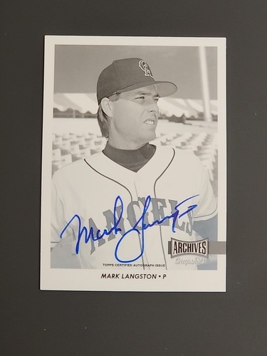 2017 Topps Archives Snapshots MARK LANGSTON AS-ML Black And White Auto 10/24 - Picture 1 of 2