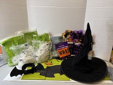 Halloween Home Decoration Fun Lot 14 Items Garland,witch Hat, Spider Web,etc