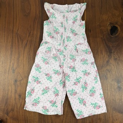 Janie & Jack Girls CROQUET CLUB Pink Floral Swiss Dot Romper Size 18-24 Months