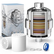 20-Stage Shower Head Filter with 2 Replaceable Filter Cartridges for Hard Water