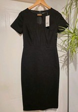 Dorothy Perkins Black Stretchy Fitted Bodycon Midi Dress - New