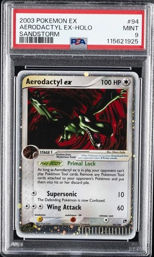 2003 POKEMON EX SANDSTORM #94 AERODACTYL EX-HOLO PSA 9