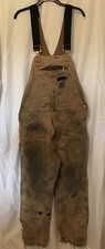 Carhartt Overalls 34 X 32 Duck BrownCanvas Bib R01-M Relaxed DISTRESSED Workwear