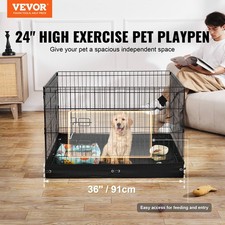New Dog Playpen, 4 Pcs 24 x 36 in Panels Foldable Metal Pet Exercise Pen, Dog F