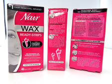 3 Pk Nair Hair Remover Wax Ready-Strips for Face  Bikini 40 Wax Strips Each