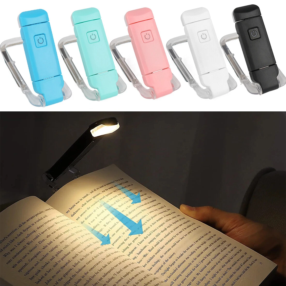 LED Reading Light Book Light Clip On USB Rechargeable Adjustable Travel  Lamps