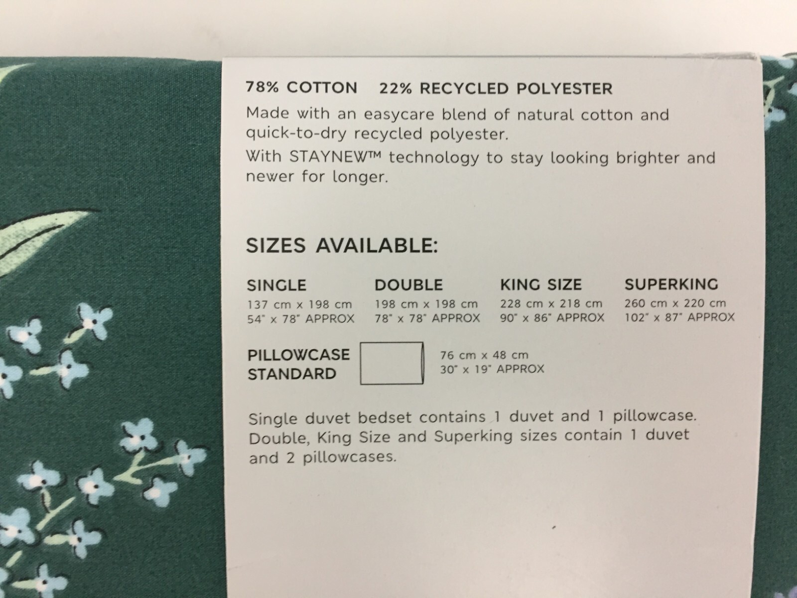M&S King Size Duvet Cover Pillowcase Size 228 cmX 218 cm Teal