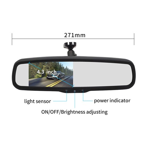4.3" Car Rear View Mirror Monitor OEM With No1 Bracket For Ford Nissan Jeep Opel - Picture 8 of 17