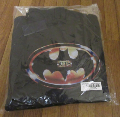Kith Batman Logo Vintage Nelson Hoodie Size Large Black KHM032797-001 Brand New