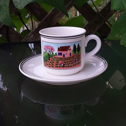 Vintage Demitasse Cup and Saucer Set 1980 s. Germany by VILLEROY @ BOCH - Picture 2 of 10
