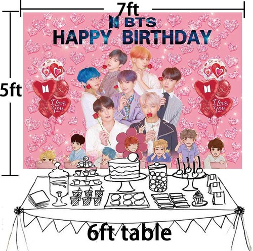 BTS Party Supplies Birthday Backdrop Banner Poster Vinyl Birthday Gift for Fans - Picture 7 of 7