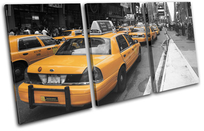 New York NYC Taxi Cab City TREBLE CANVAS WALL ART Picture Print VA | eBay