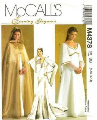 McCall's Sewing Pattern Women's EVENING DRESS CAPE Wedding M4378 8-10-12-14 UC | eBay McCall's Sewing Pattern Women's EVENING DRESS CAPE Wedding M4378 8-10-12-14 UC | eBay