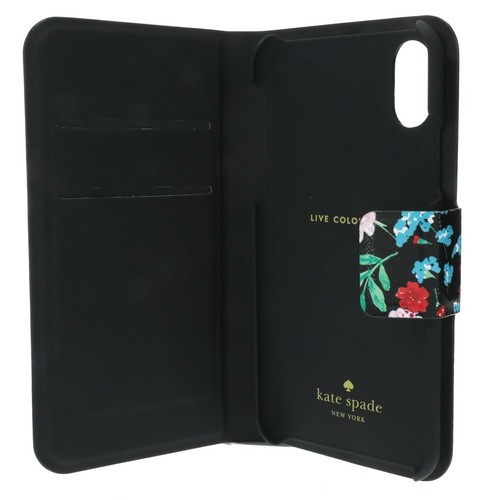 Kate Spade New York Leather Floral Black Greenhouse iPhone X/XS Folio Case - Picture 3 of 3