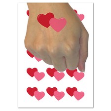 Double Heart Symbol Temporary Tattoo Water Resistant Fake Body Art Set