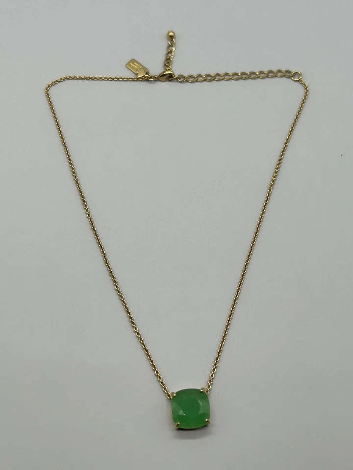 Ожерелье с подвеской Kate Spade золотистый зеленый квадратный кристалл регулируемая цепочка 17 дюймов - Изображение 2 из 4