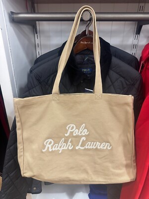 NWT Polo Ralph Lauren Tan Beige Cotton Chain Stitch Embroidered