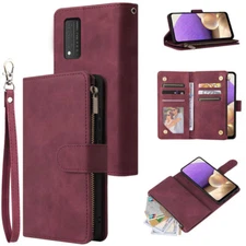 For Revvl V+ V Plus 5G Wallet Case Zipper Pocket Flip Card Wrist Strap Kickstand